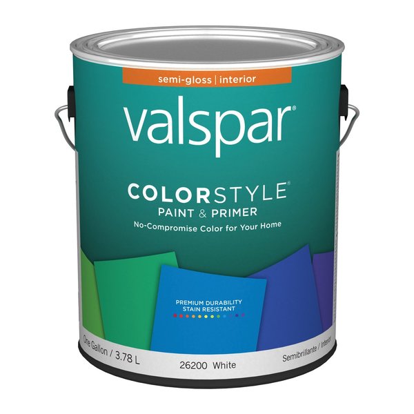 Valspar Interior Paint, Semi-Gloss, White, 1 gal 044.0026200.007